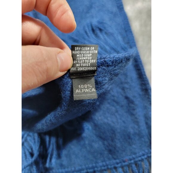 Alpaca Scarf Blue‎ Fringe Ccahuantico EUC 64x8 - Picture 3 of 4